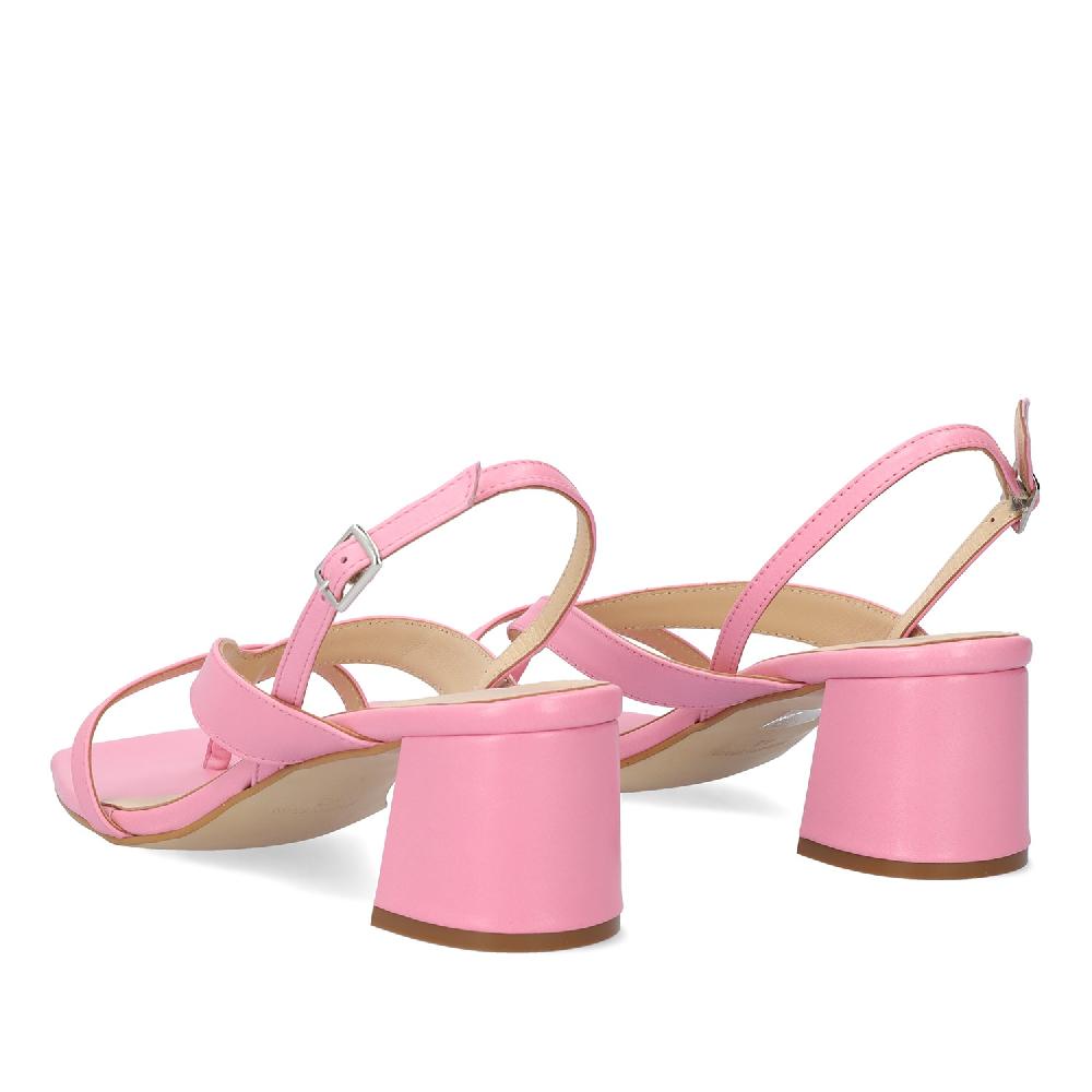 Andres machado Sandalia con tacón en piel Rosa Rebajas