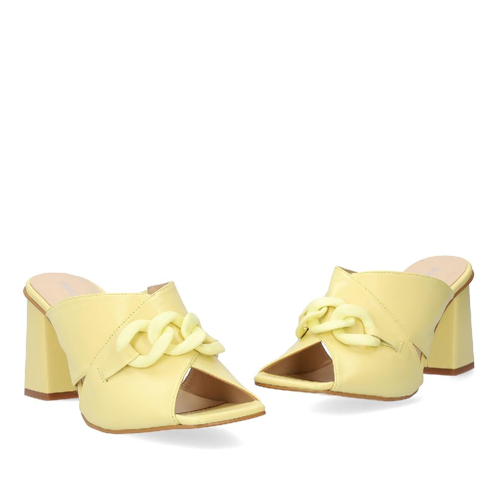Andres machado Sandalia con tacón en piel Amarillo Gran oferta