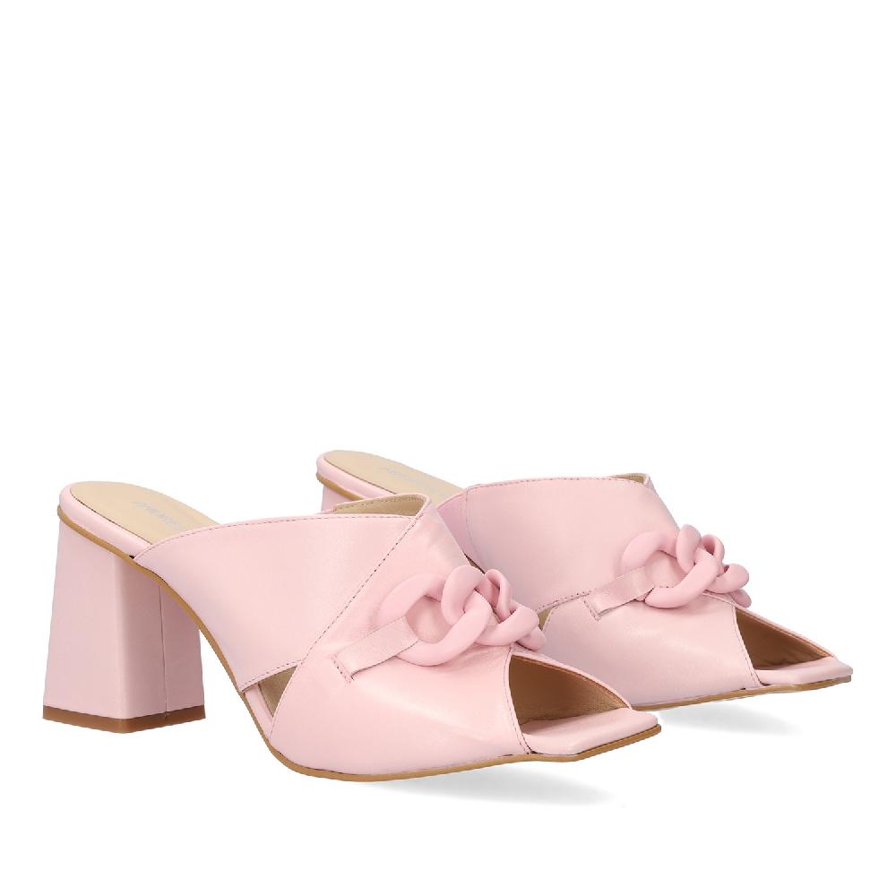Andres machado Sandalia con tacón en piel Rosa