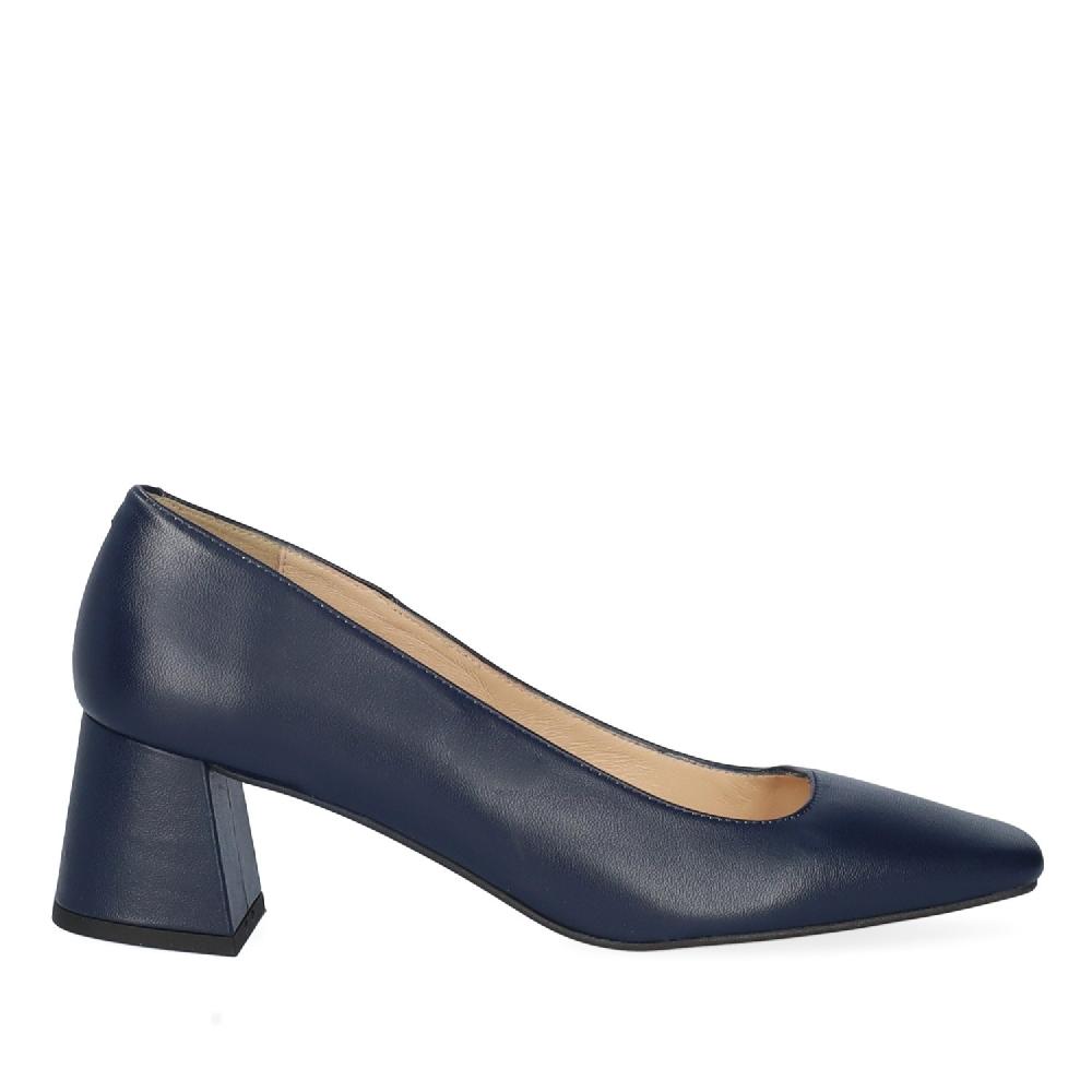 Andres machado Zapato tacón en piel de color marino Rebajas online