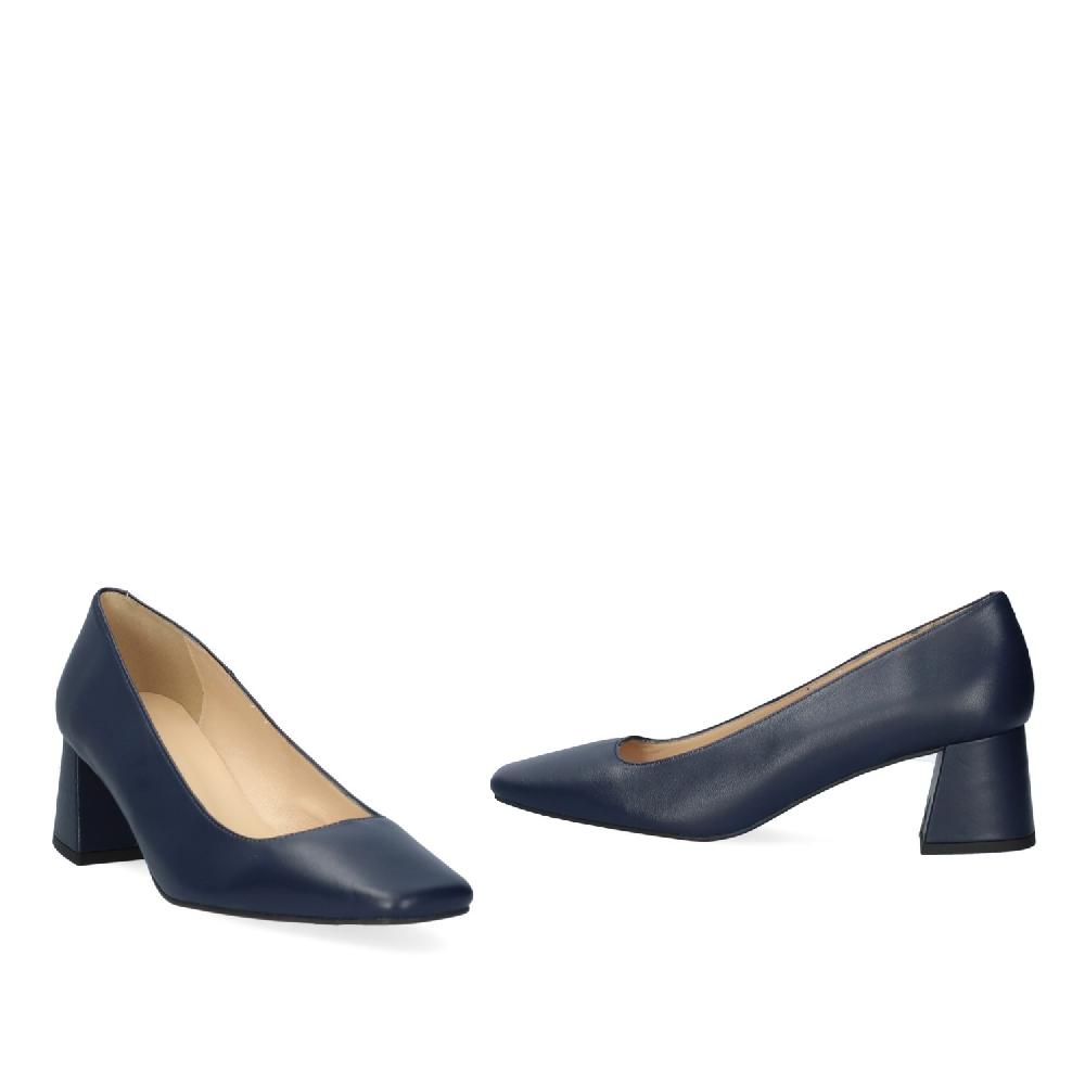 Andres machado Zapato tacón en piel de color marino Rebajas online