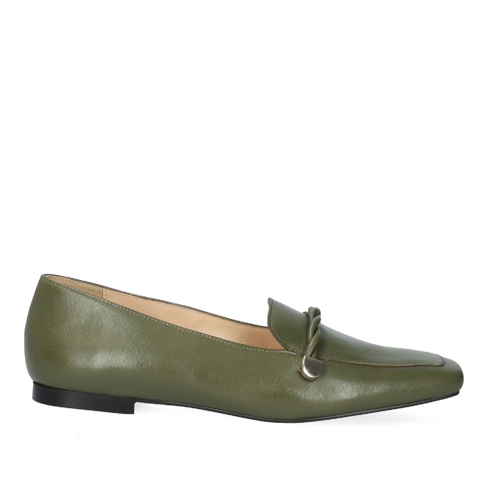 Andres machado Mocasín piel de color kaki Oferta especial