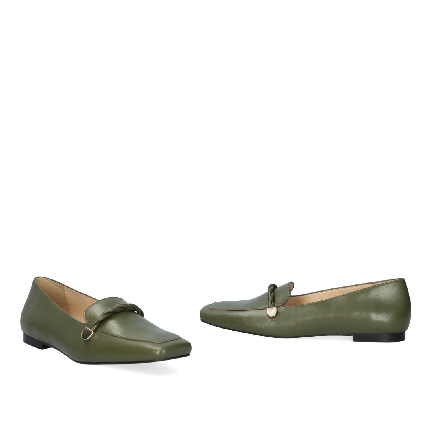 Andres machado Mocasín piel de color kaki Oferta especial