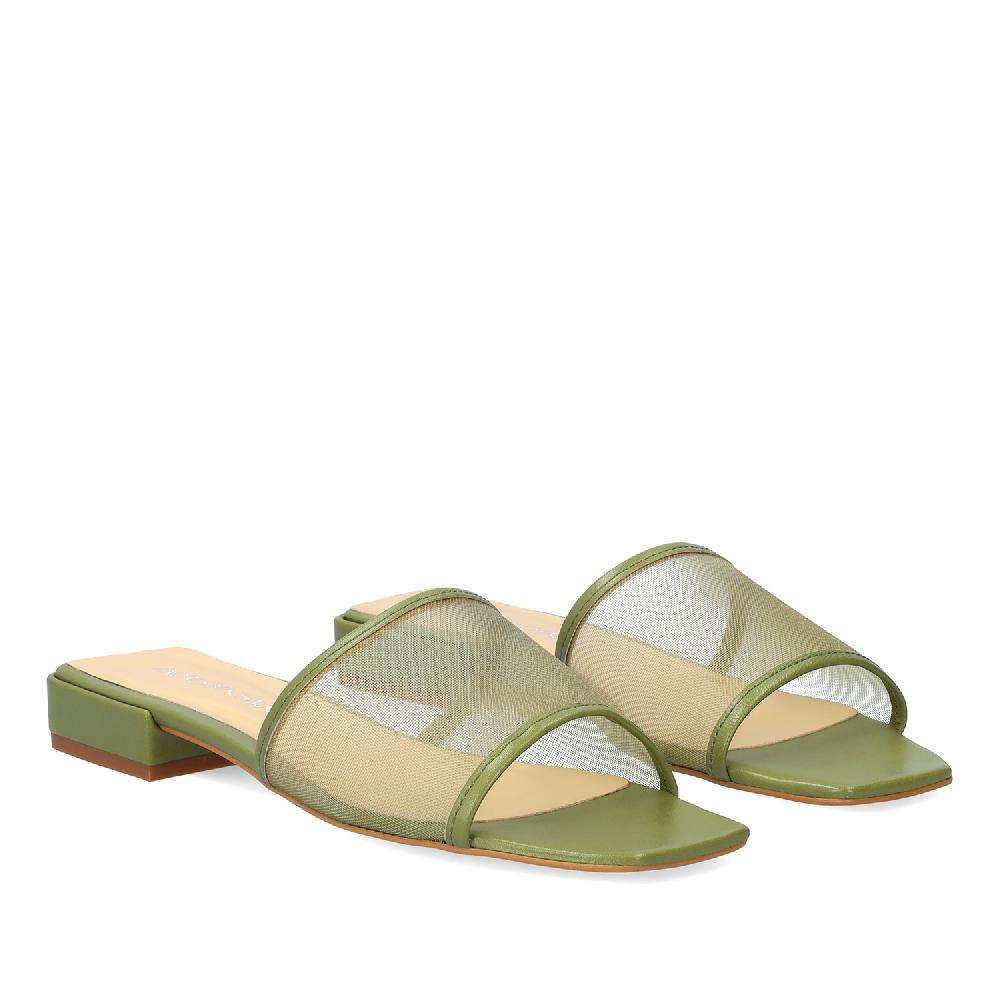 Andres machado Sandalia plana en piel kaki