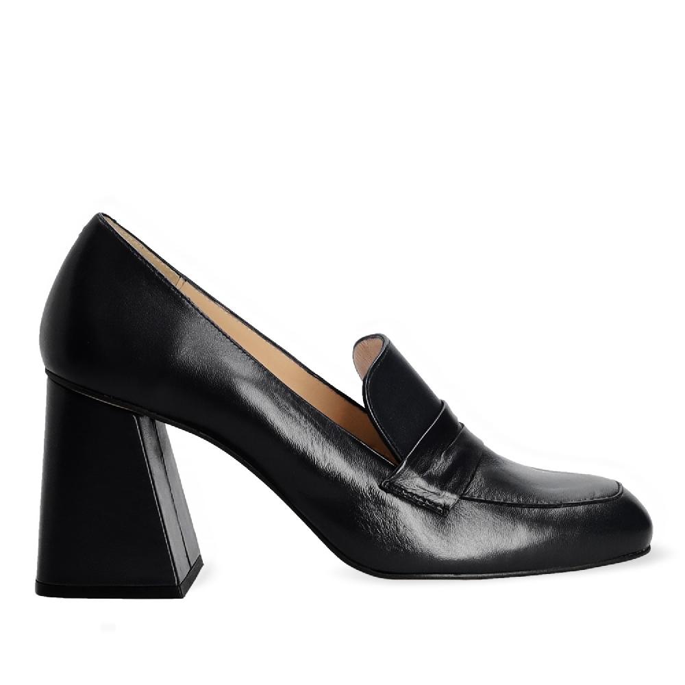 Andres machado Zapato de estilo mocasín con tacón en piel de color negro Envío internacional gratuito