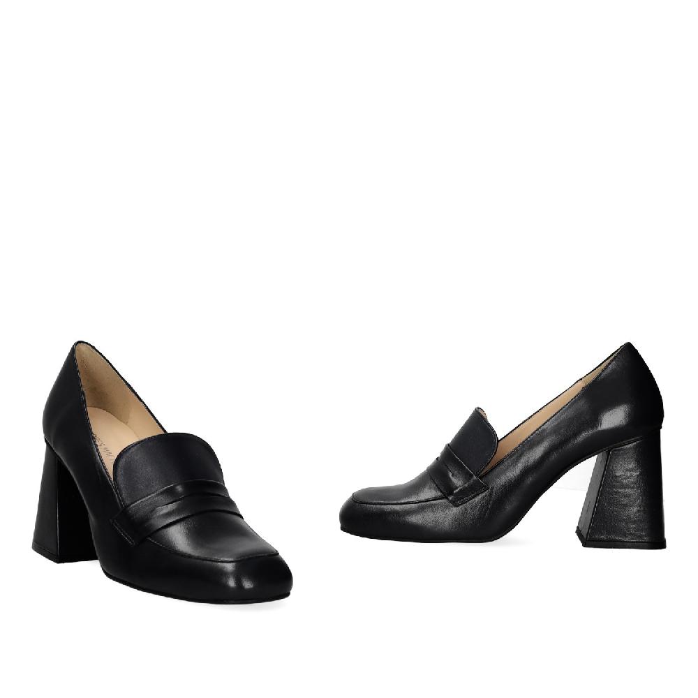 Andres machado Zapato de estilo mocasín con tacón en piel de color negro Envío internacional gratuito