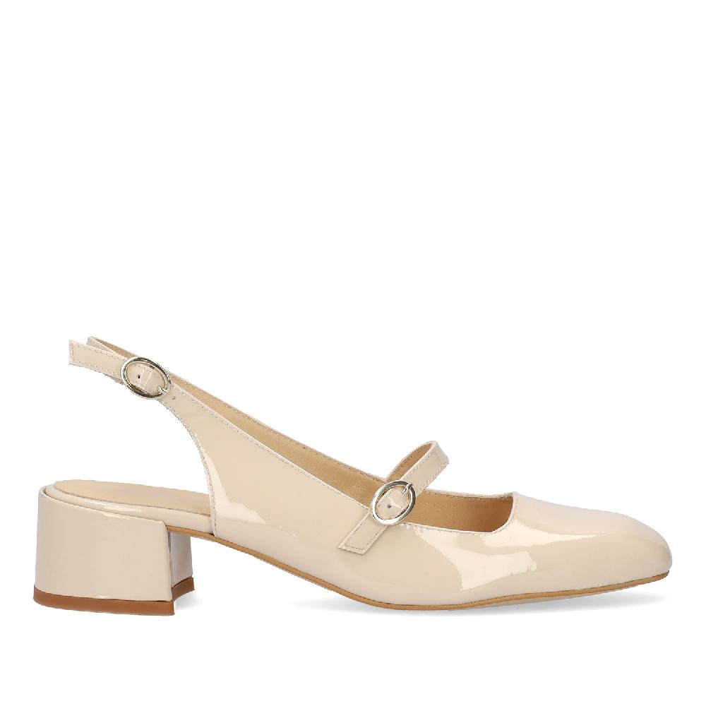 Andres machado Salón de estilo Mary Jane con tacón en piel beige Ahorra y exporta