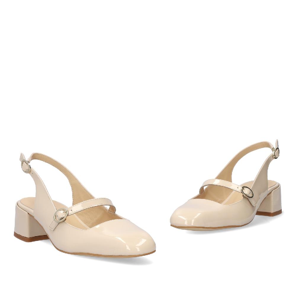 Andres machado Salón de estilo Mary Jane con tacón en piel beige Ahorra y exporta