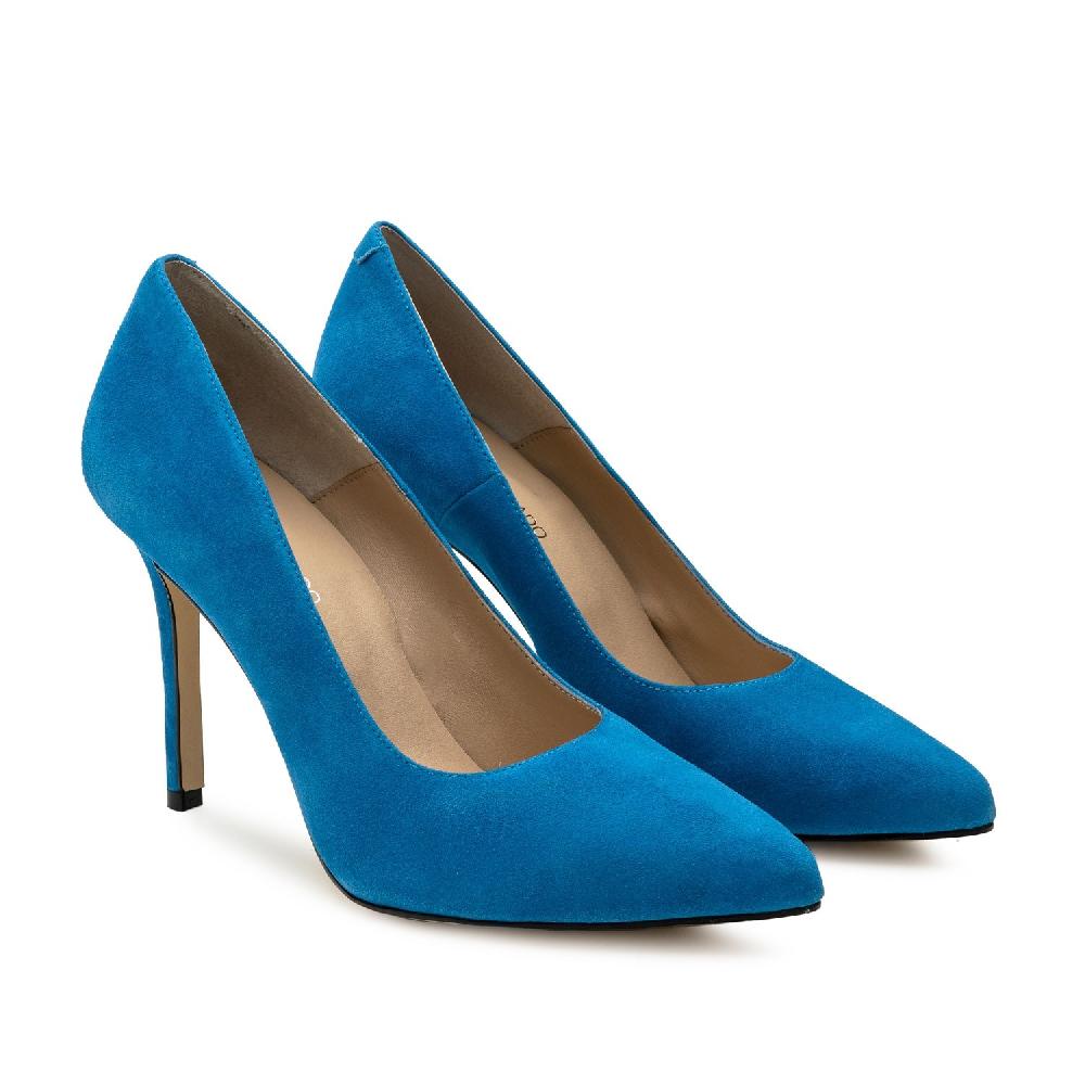 Andres machado Zapato Tacón de Ante Azul 2023