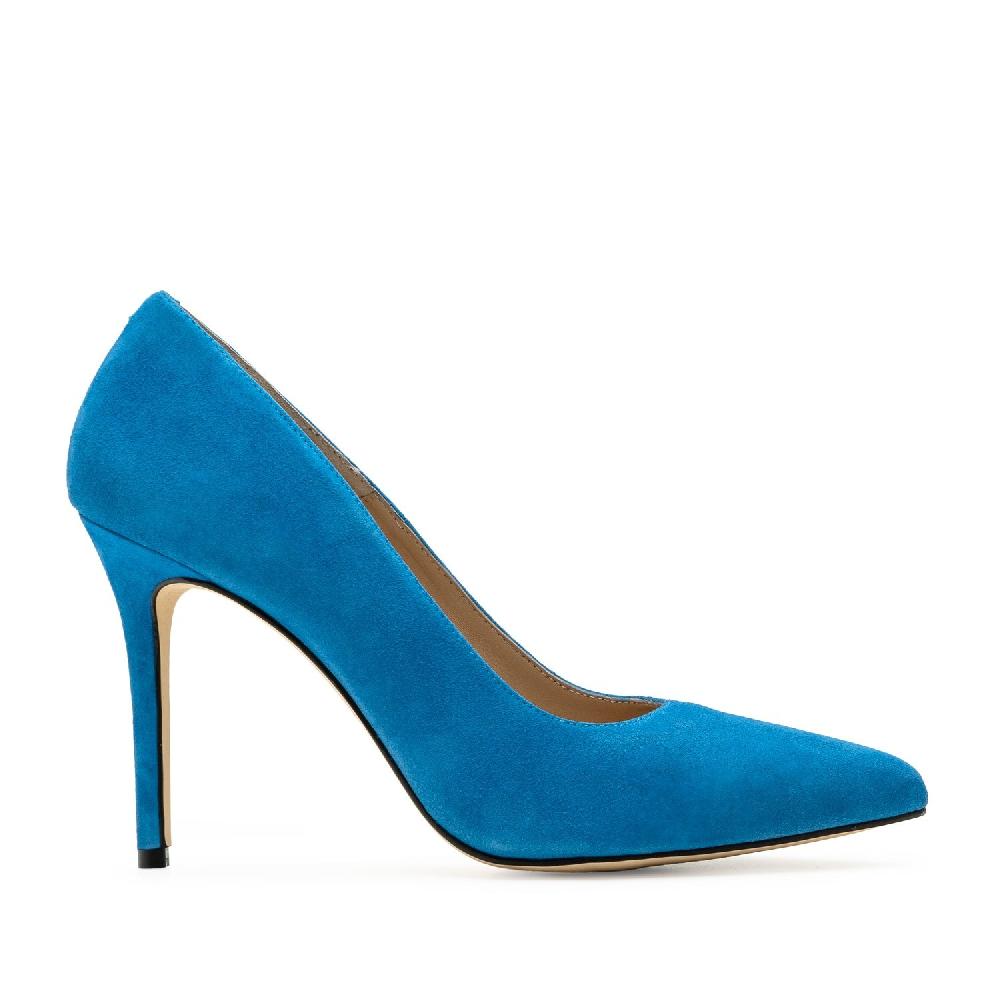 Andres machado Zapato Tacón de Ante Azul 2023 Precio ultrabajo