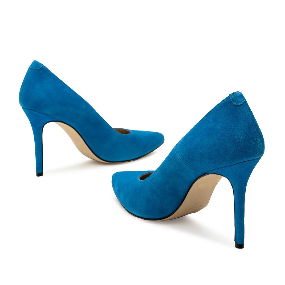 Andres machado Zapato Tacón de Ante Azul 2023 Precio ultrabajo
