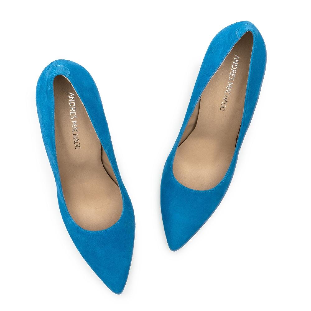 Andres machado Zapato Tacón de Ante Azul 2023 Precio ultrabajo