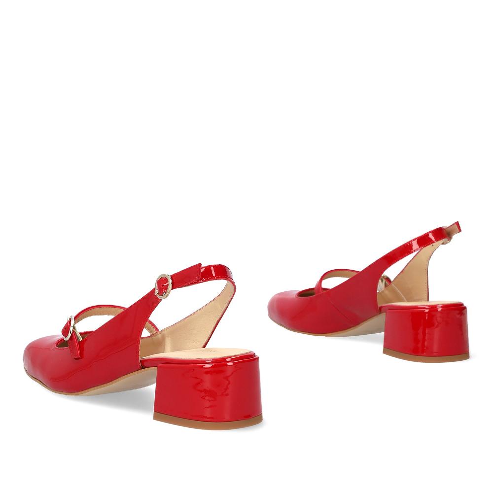 Andres machado Salón de estilo Mary Jane charol con tacón en piel rojo Outlet