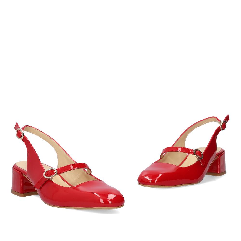 Andres machado Salón de estilo Mary Jane charol con tacón en piel rojo Outlet