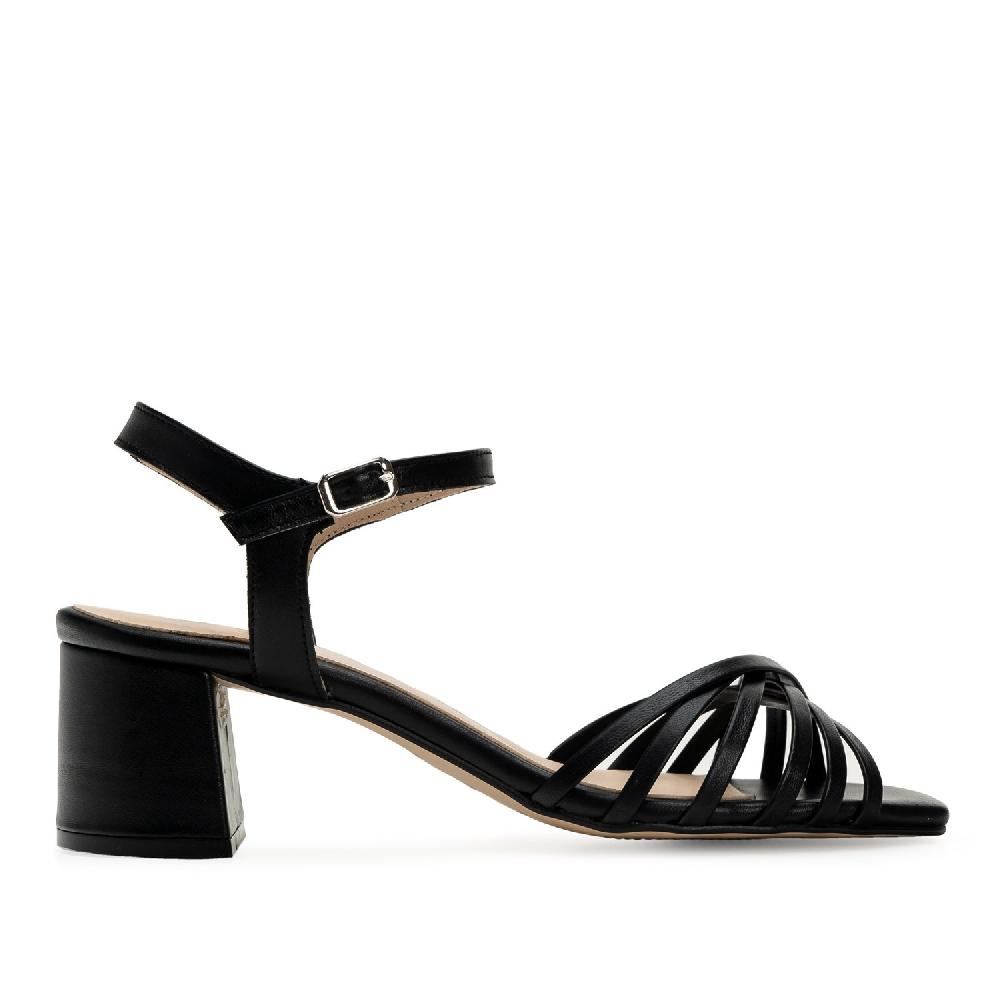 Andres machado Sandalias de tiras en piel lisa de color negro Ofertas