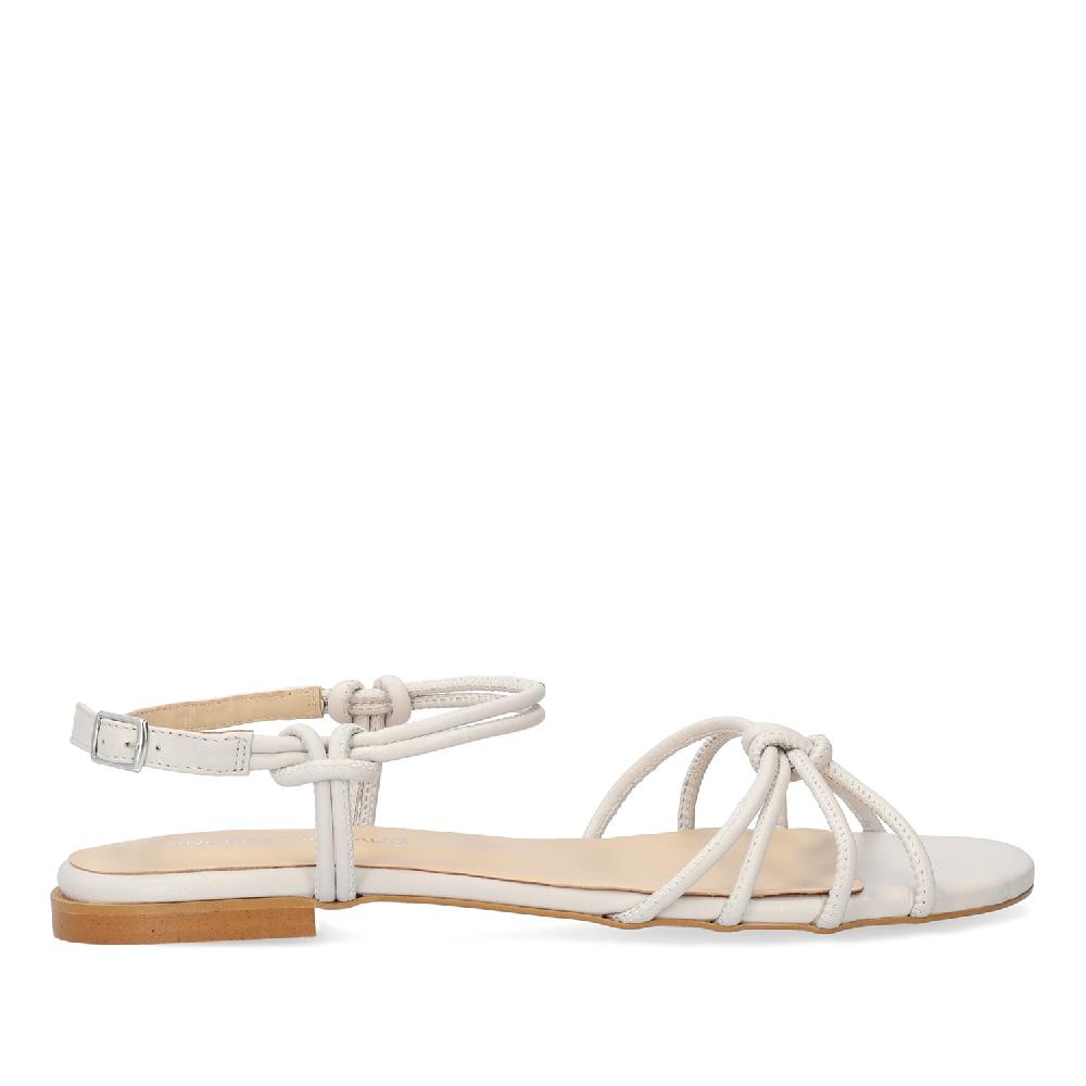Andres machado Sandalia plana en piel Gris Oferta especial