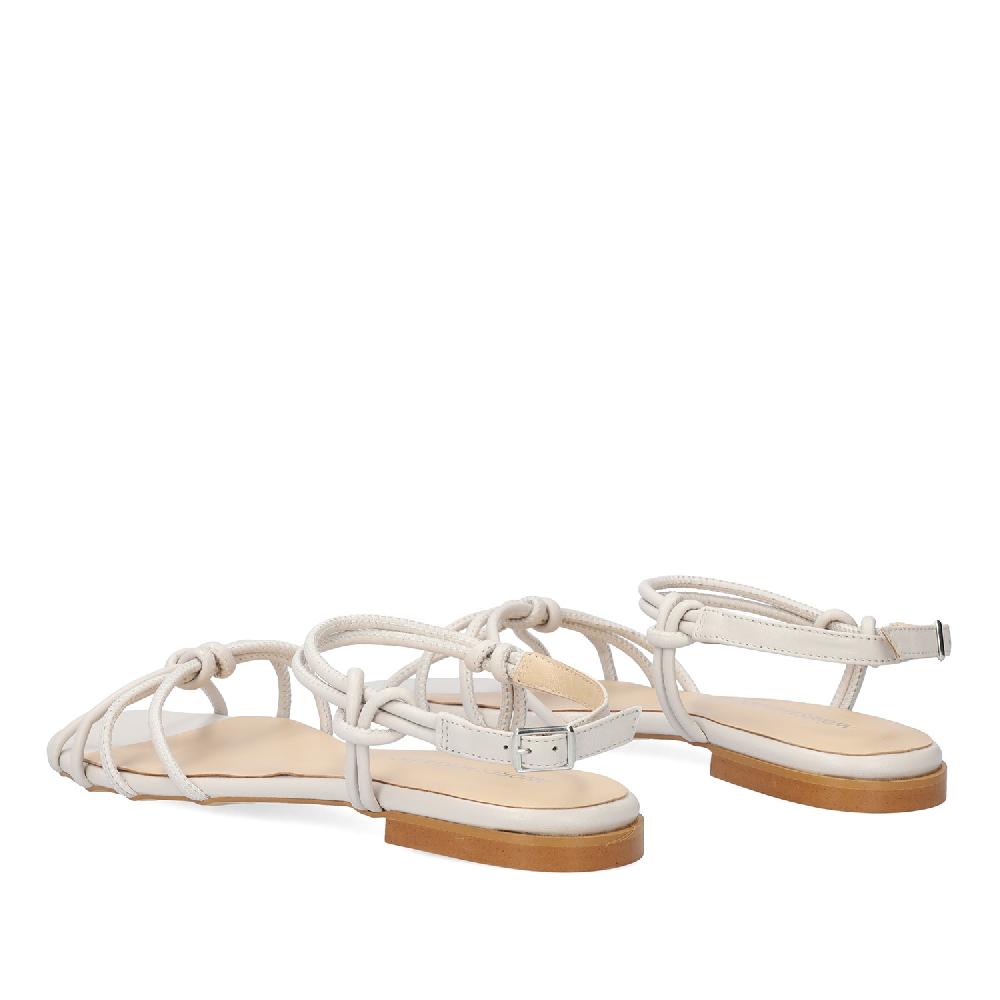 Andres machado Sandalia plana en piel Gris Oferta especial