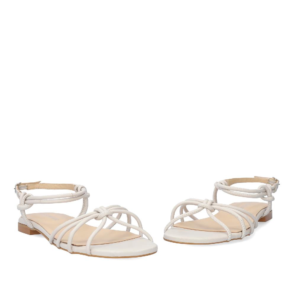 Andres machado Sandalia plana en piel Gris Oferta especial