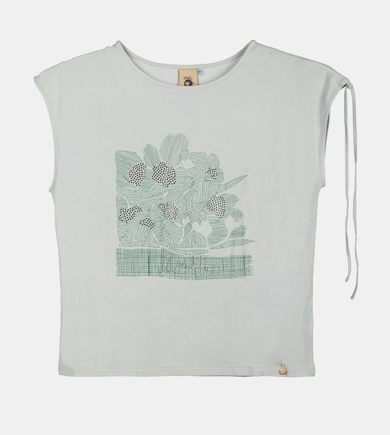 Anekke Blue one-shoulder ruched T-shirt Última moda
