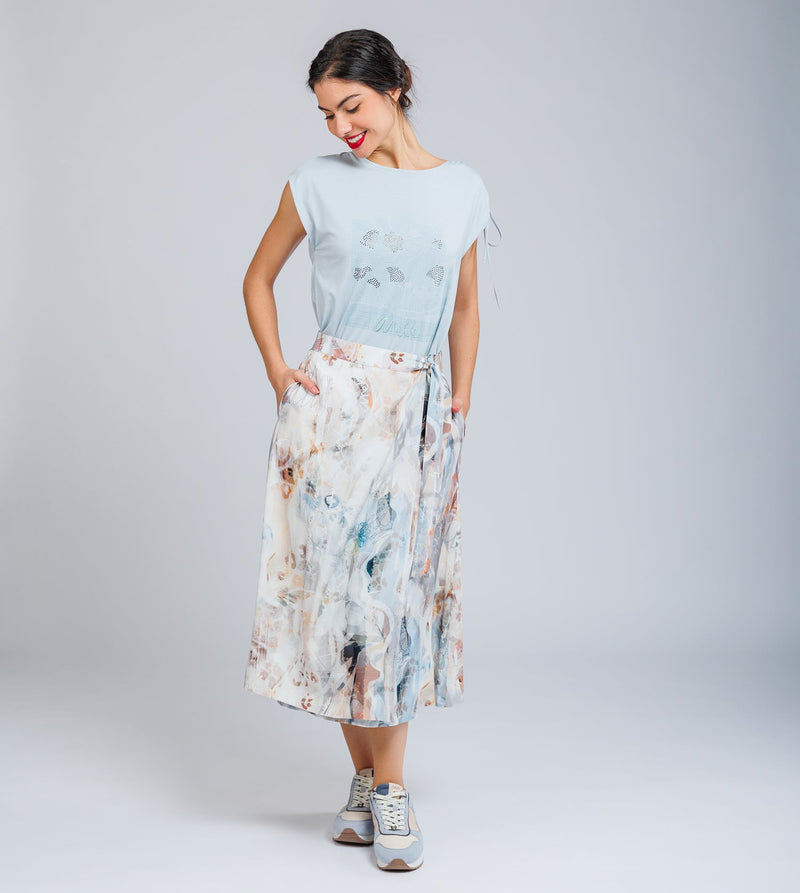 Anekke Blue one-shoulder ruched T-shirt Última moda
