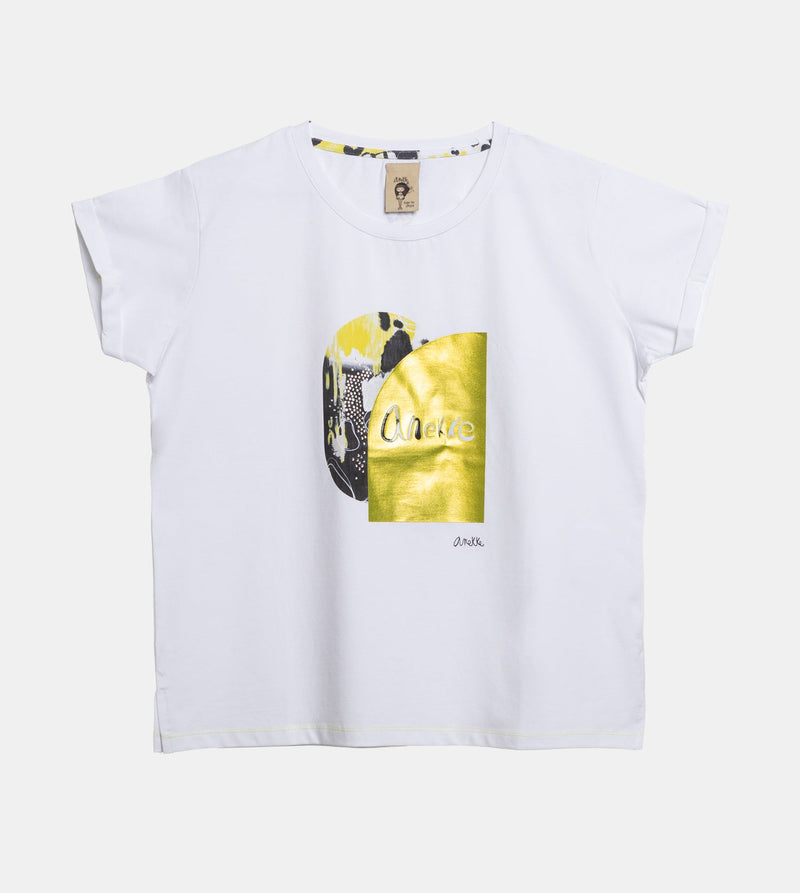 Anekke White and gold short-sleeve T-shirt Anekke Precio ultrabajo