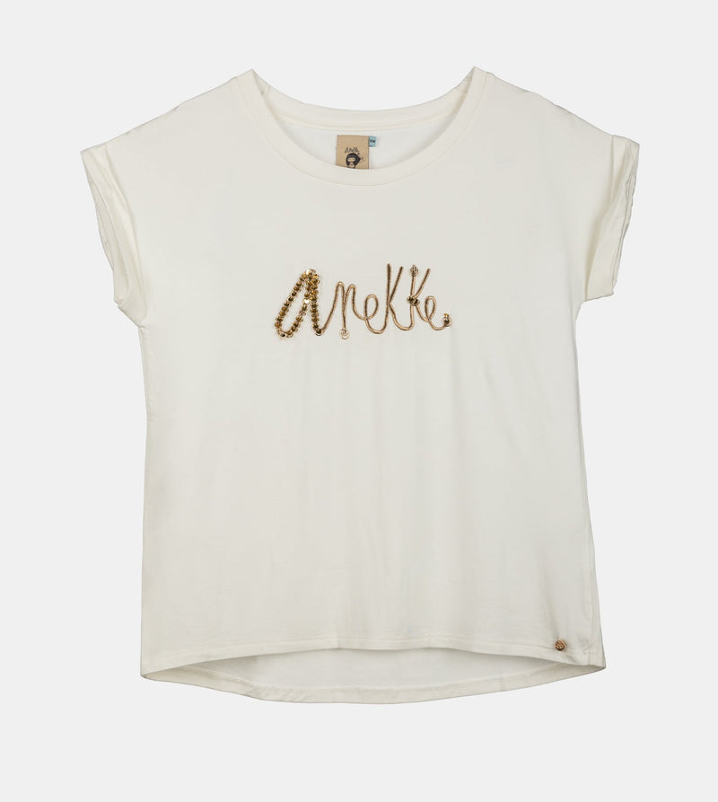 Anekke White short-sleeve T-shirt with logo 2025