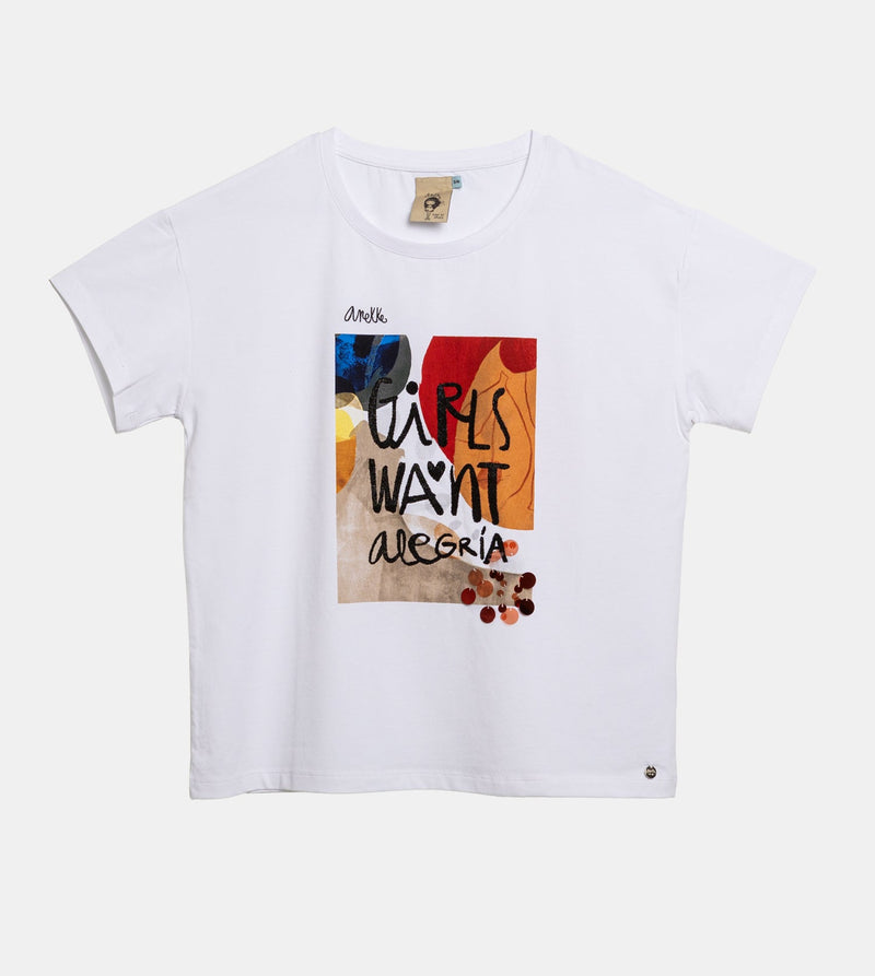 Anekke White short-sleeve T-shirt Alma Venta caliente