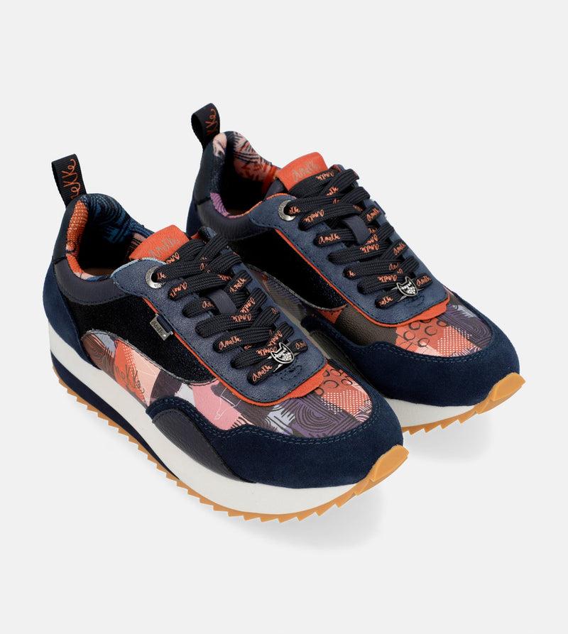 Anekke Navy Blue Palette Patterned Sports Sneakers Precios de Black Friday
