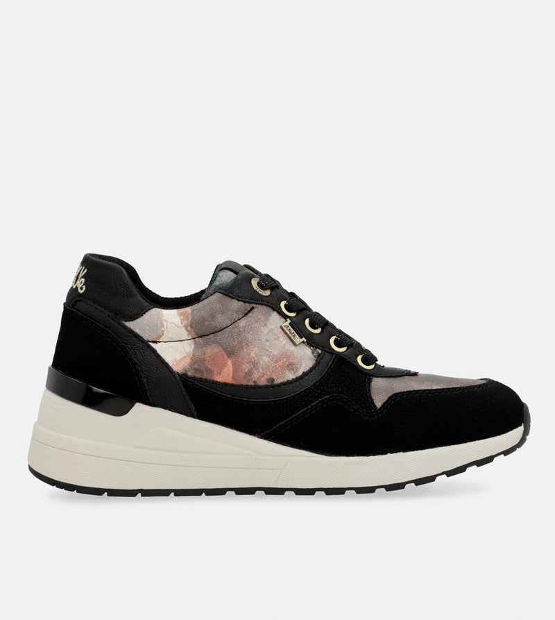 Anekke Black Padded Sports Sneakers with Wedge