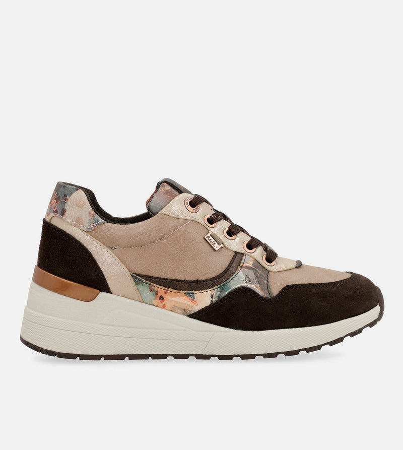 Anekke Brown Padded Sports Sneakers with Wedge
