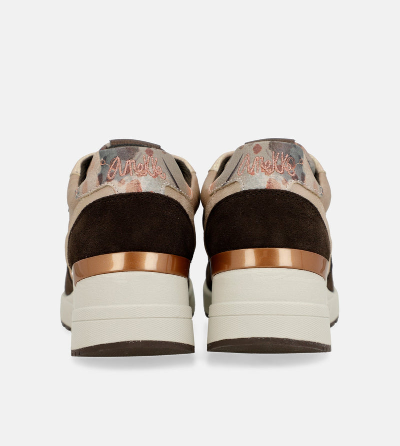 Anekke Brown Padded Sports Sneakers with Wedge Libre de impuestos