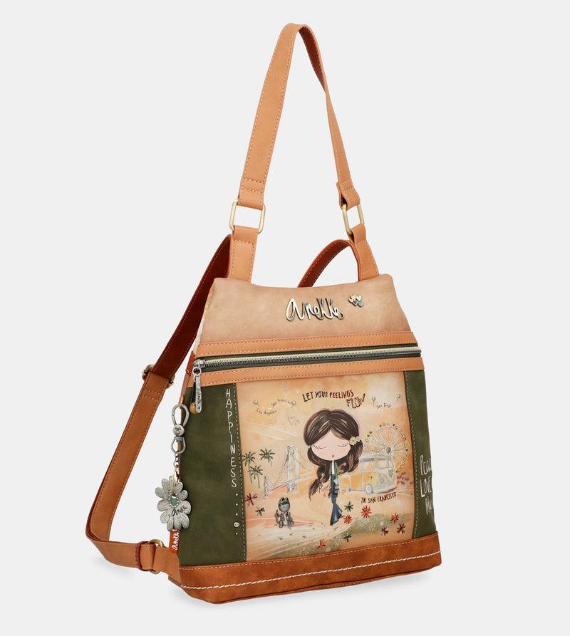 Anekke Anekke Peace & Love camel anti-theft backpack