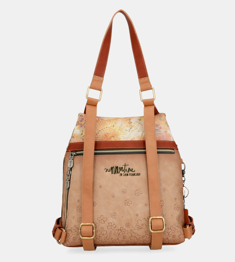 Anekke Anekke Peace & Love camel anti-theft backpack Ofertas especiales