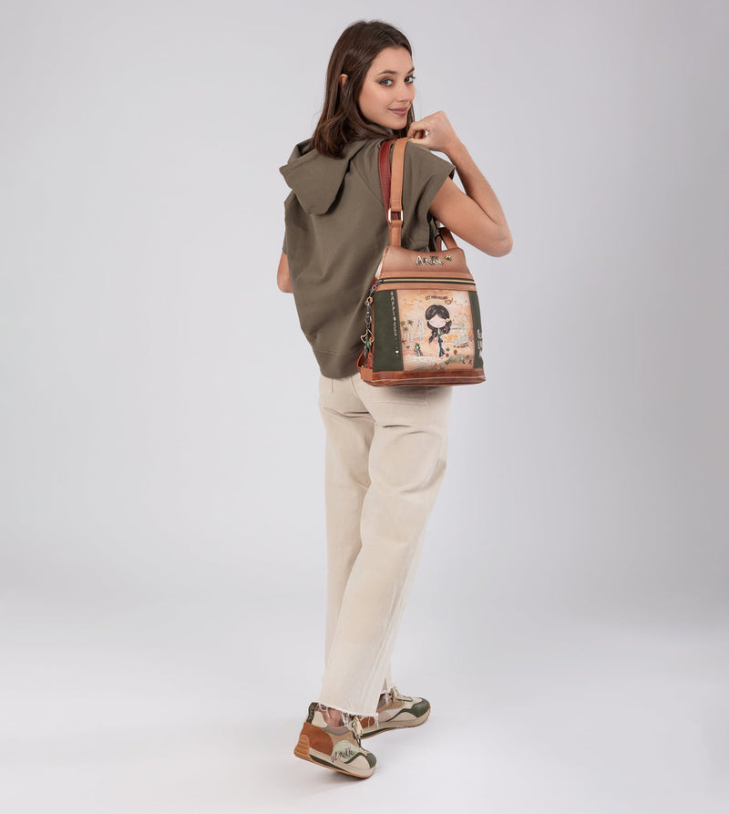 Anekke Anekke Peace & Love camel anti-theft backpack Ofertas especiales