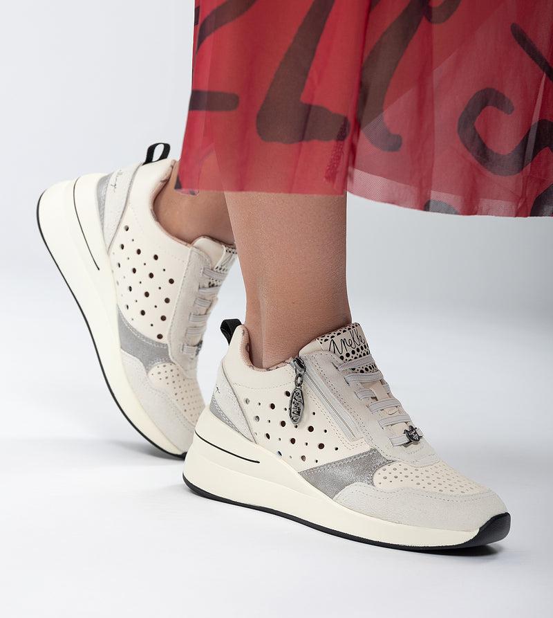 Anekke White wedge sneakers with polka dots Los más vendidos