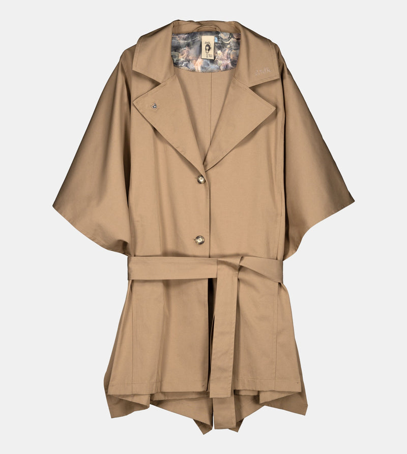 Anekke Beige cape-style trench coat Promoción por tiempo limitado