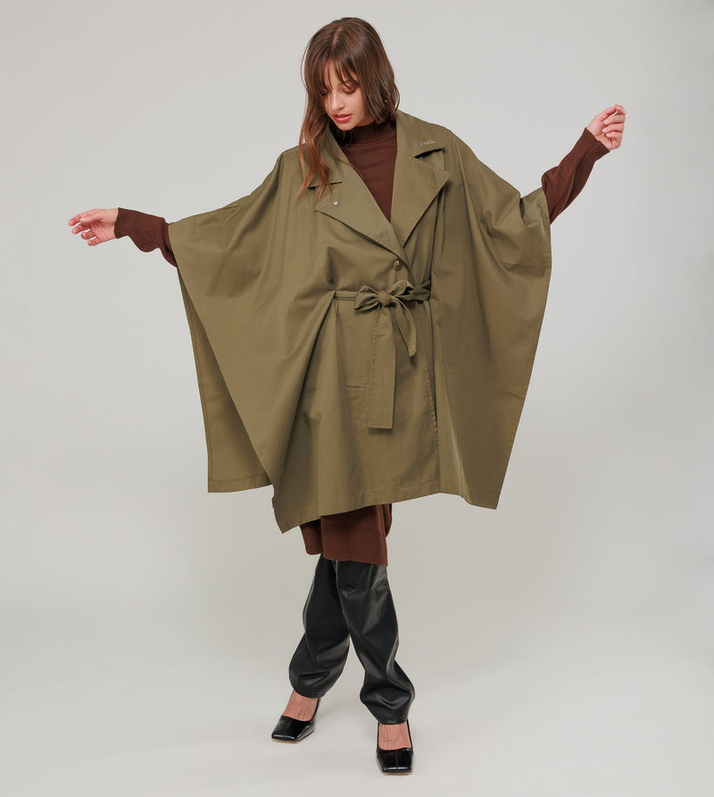 Anekke Green cape-style trench coat