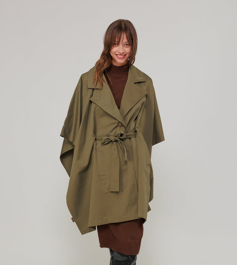 Anekke Green cape-style trench coat Solo hoy