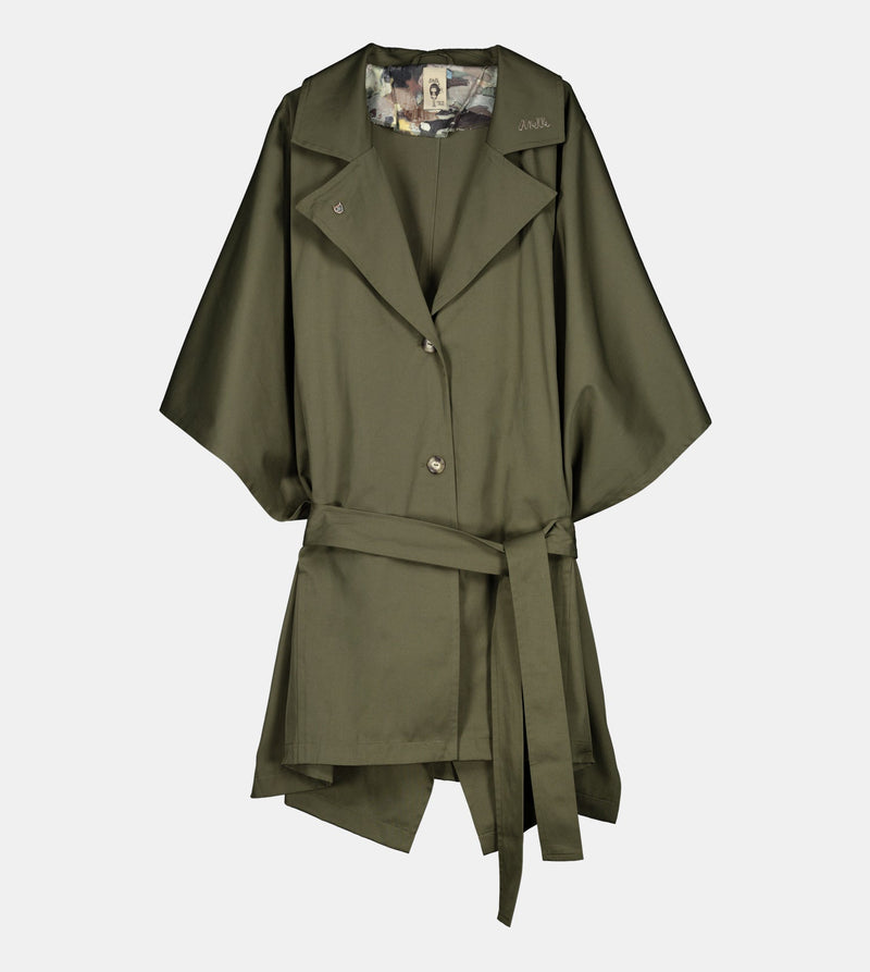 Anekke Green cape-style trench coat Solo hoy