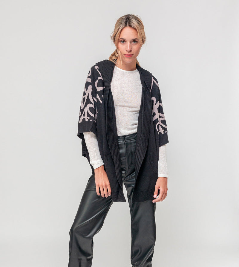 Anekke Black poncho-style jacket