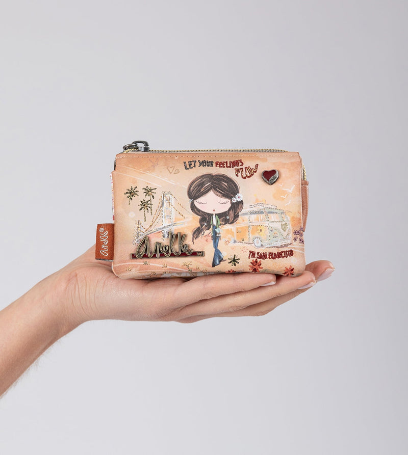 Anekke Peace & Love camel 3-compartment coin purse