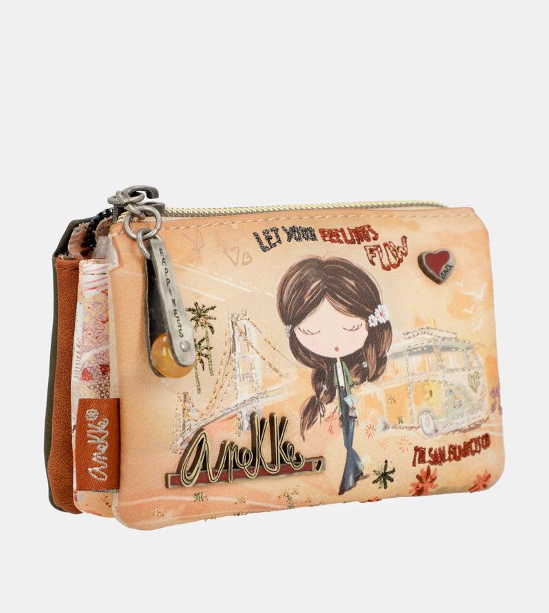 Anekke Peace & Love camel 3-compartment coin purse Solo queda un día