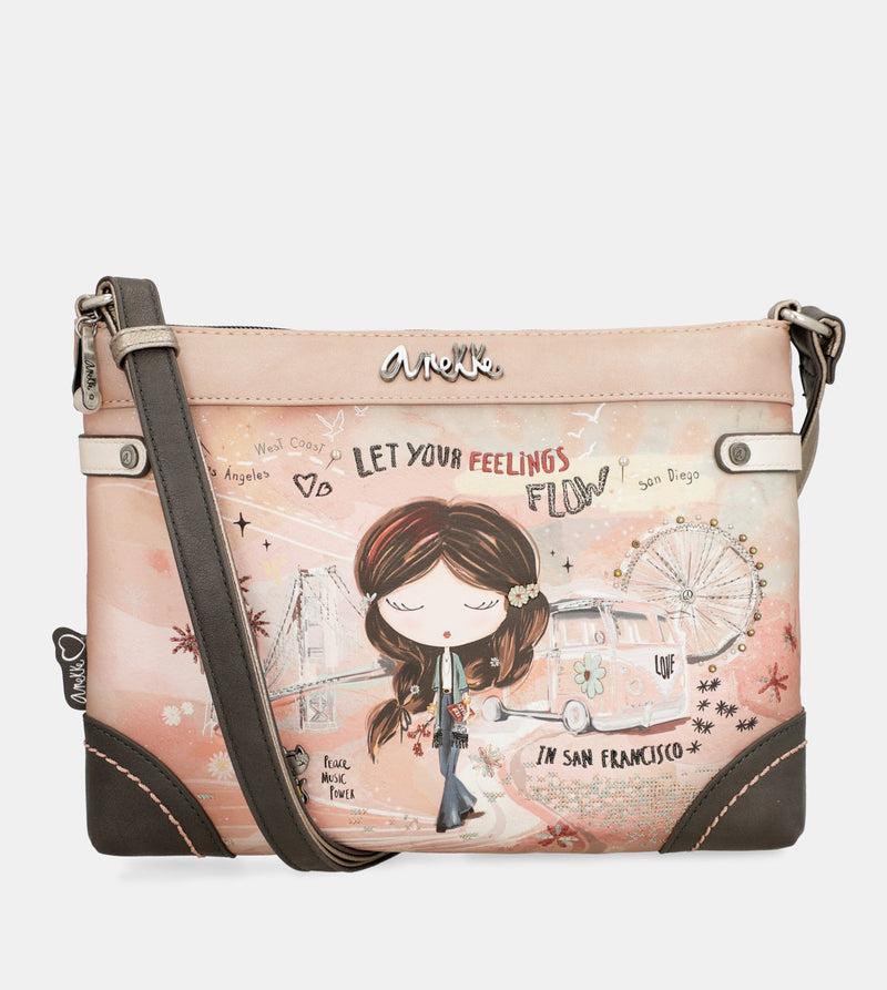 Anekke Peace & Love pink medium crossbody bag Ofertas especiales