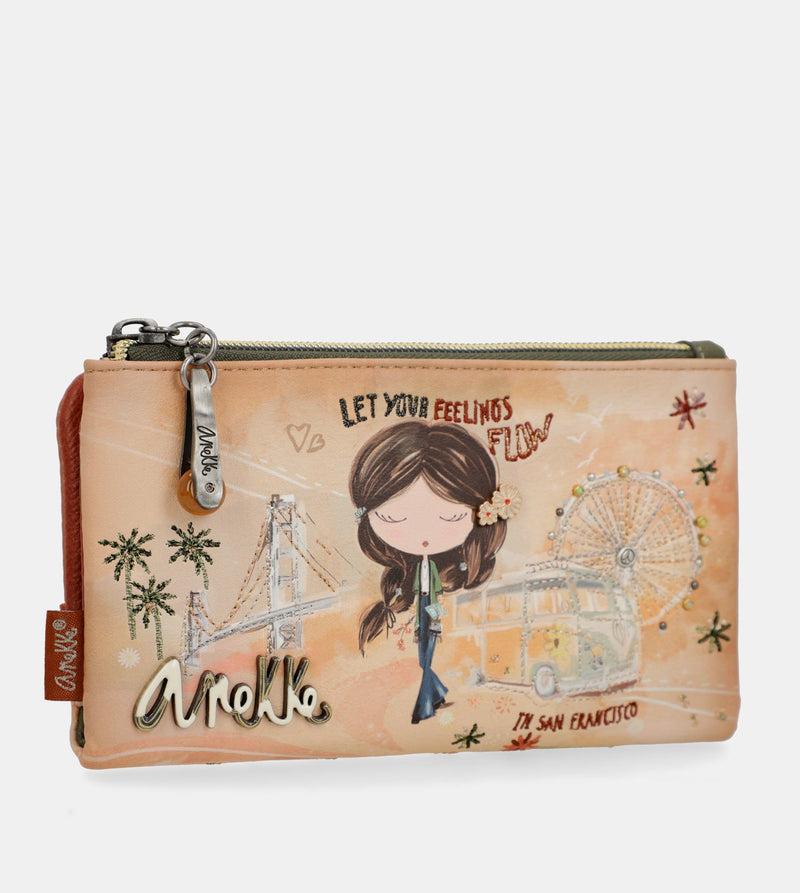 Anekke Peace & Love camel flexible RFID wallet