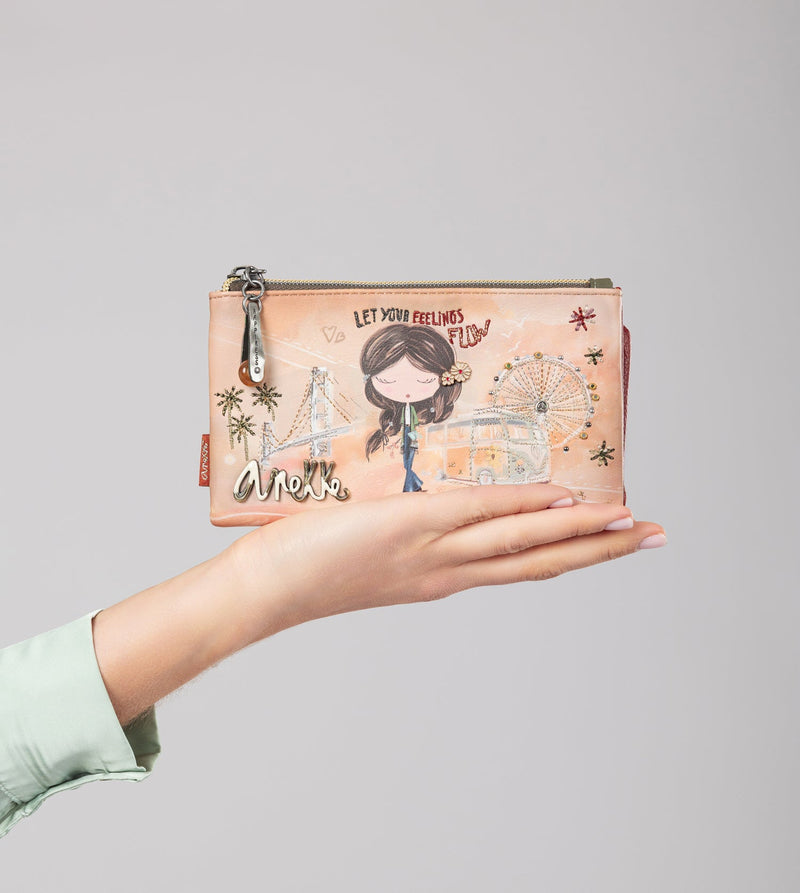 Anekke Peace & Love camel flexible RFID wallet Rebajas de fábrica