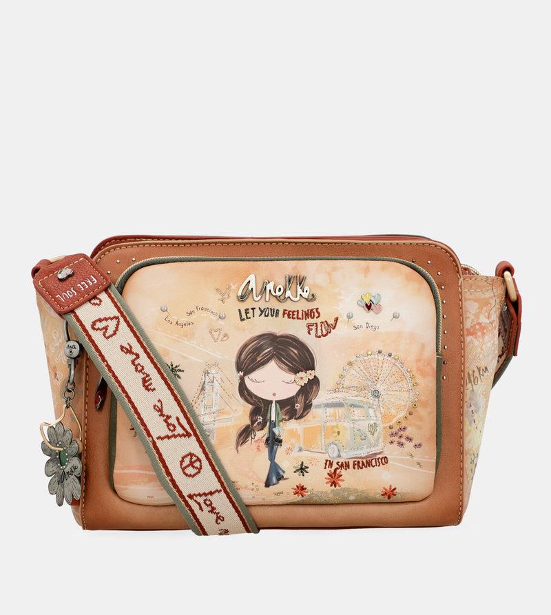 Anekke Peace & Love camel rectangular crossbody bag Último día