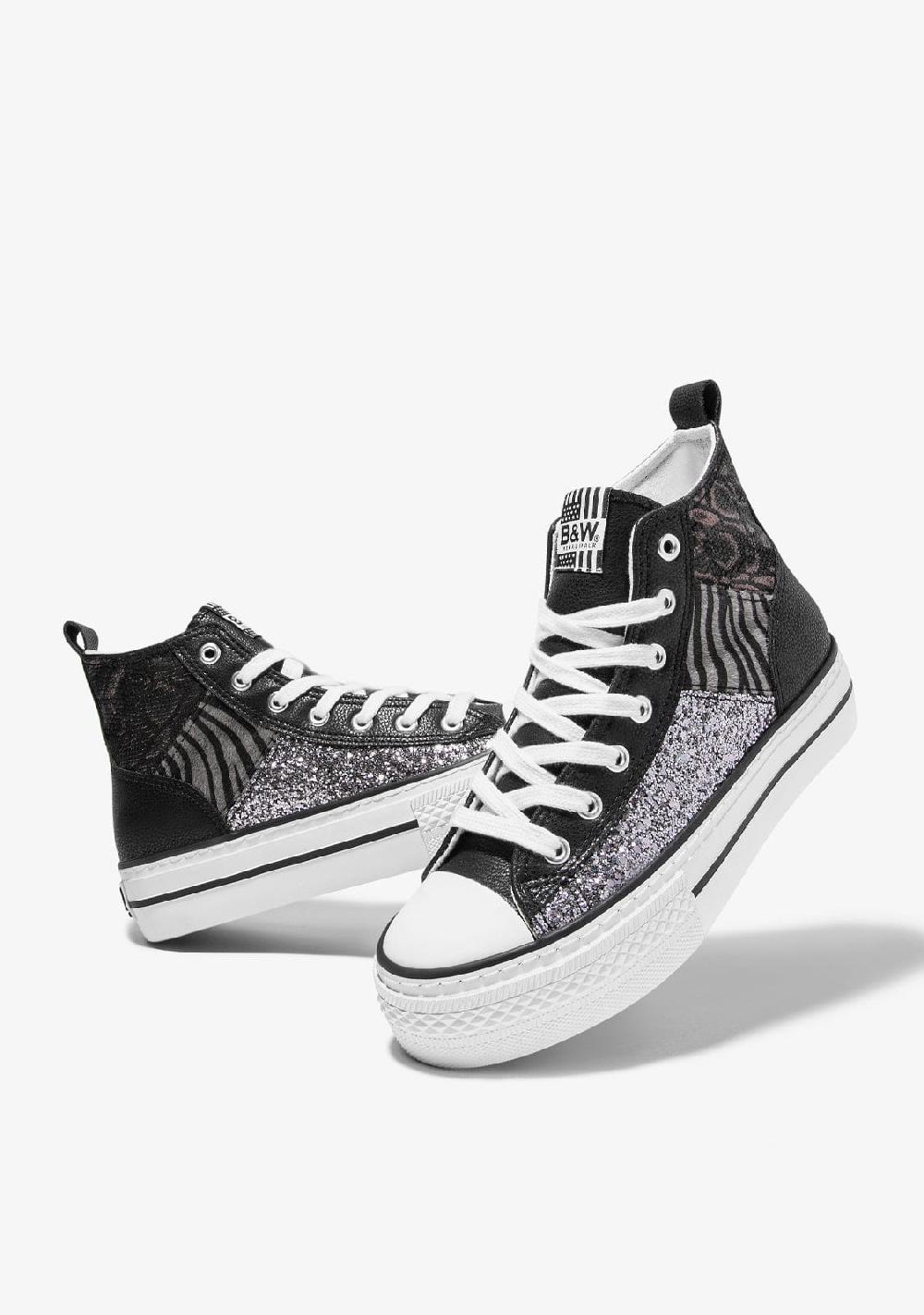 Break & walk Zapatillas Altas Plataforma Patchwork Negro Estampado Último día