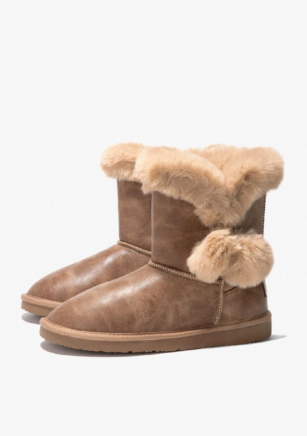 Break & walk Botas Australianas Pompón Pelo Napa Camel