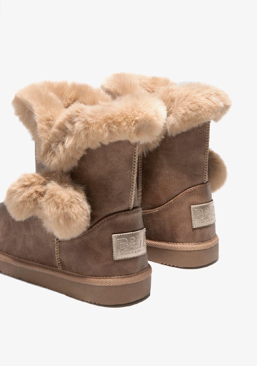 Break & walk Botas Australianas Pompón Pelo Napa Camel Outlet online