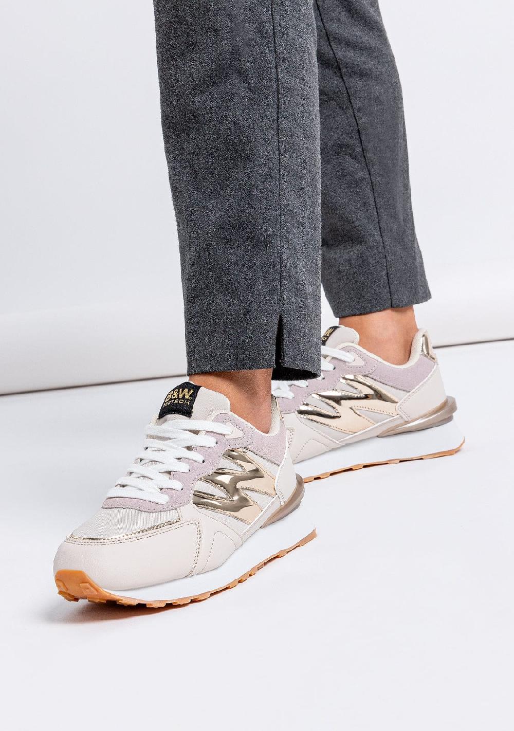Break & walk Zapatillas Metalizado Napa Beige Venta caliente